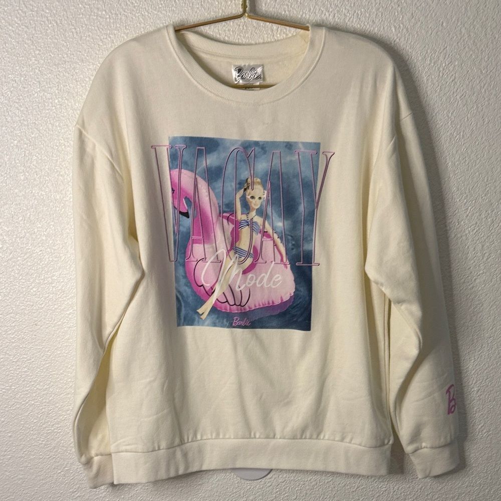NWT- “Vacay Mode”Barbie Cream Sweatshirt- Size medium